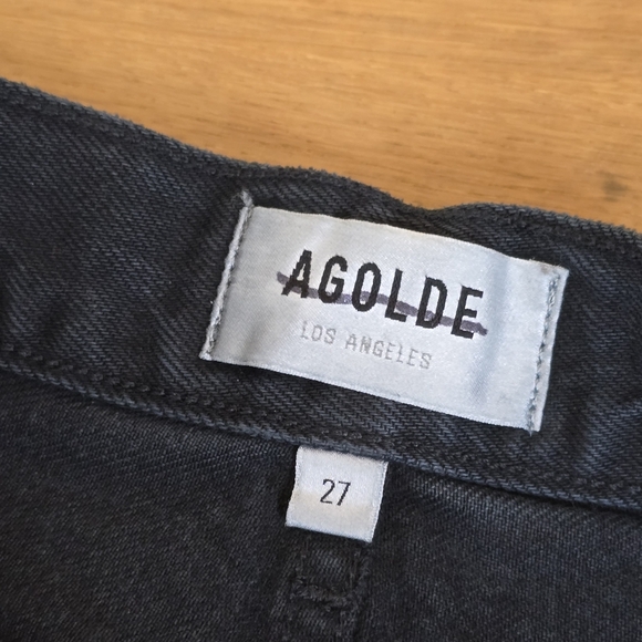 Agolde 90's Pinch Waist Nix Denim Jean Shorts Black Dark Modest 27 - Picture 5 of 9
